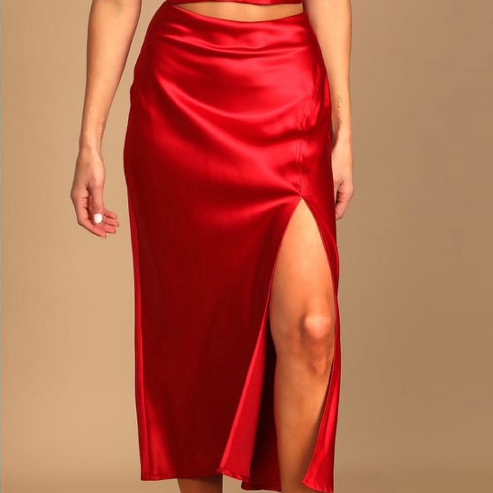NWT Red Satin Skirt